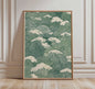 Japanse Kraanvogel Poster - Vintage Ukiyo-e Muurkunst met Rode Zon en Pijnboom