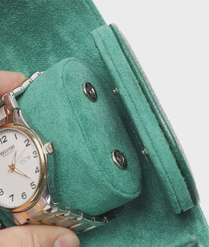 Luxe Embers Groene Horlogerolle - Echt Lederen Reis Etui voor 1, 2 of 3 Horloges