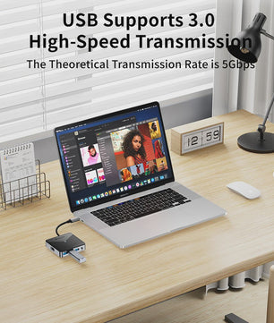 Yottamaster 8-in-1 USB-C Docking Station Hub met 100W PD, 4K@60Hz HDMI, RJ45, SD/TF Kaartlezer & Audio