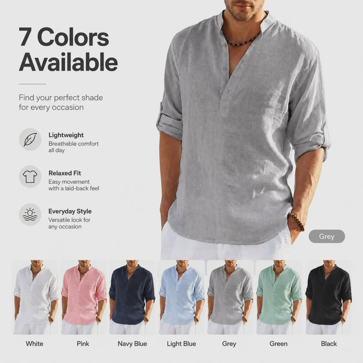 Heren Linnen Blouse Casual Lange Mouw - Comfortabele Vrijetijdstop