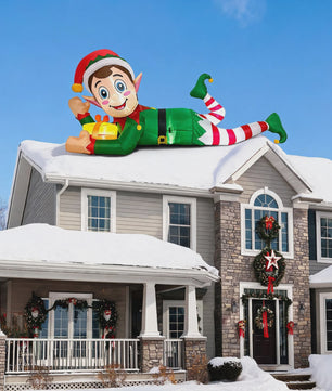 Grote Opblaasbare Kerst Elf - 300cm - Feestelijke Tuindecoratie