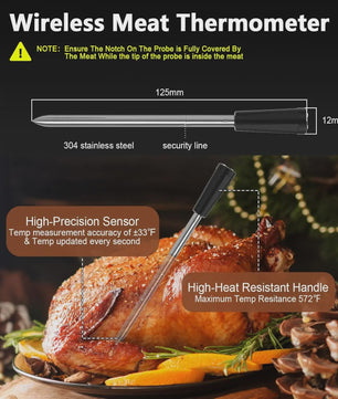 Draadloze Vleesthermometer met 2 Probes & Bluetooth - 120m Bereik
