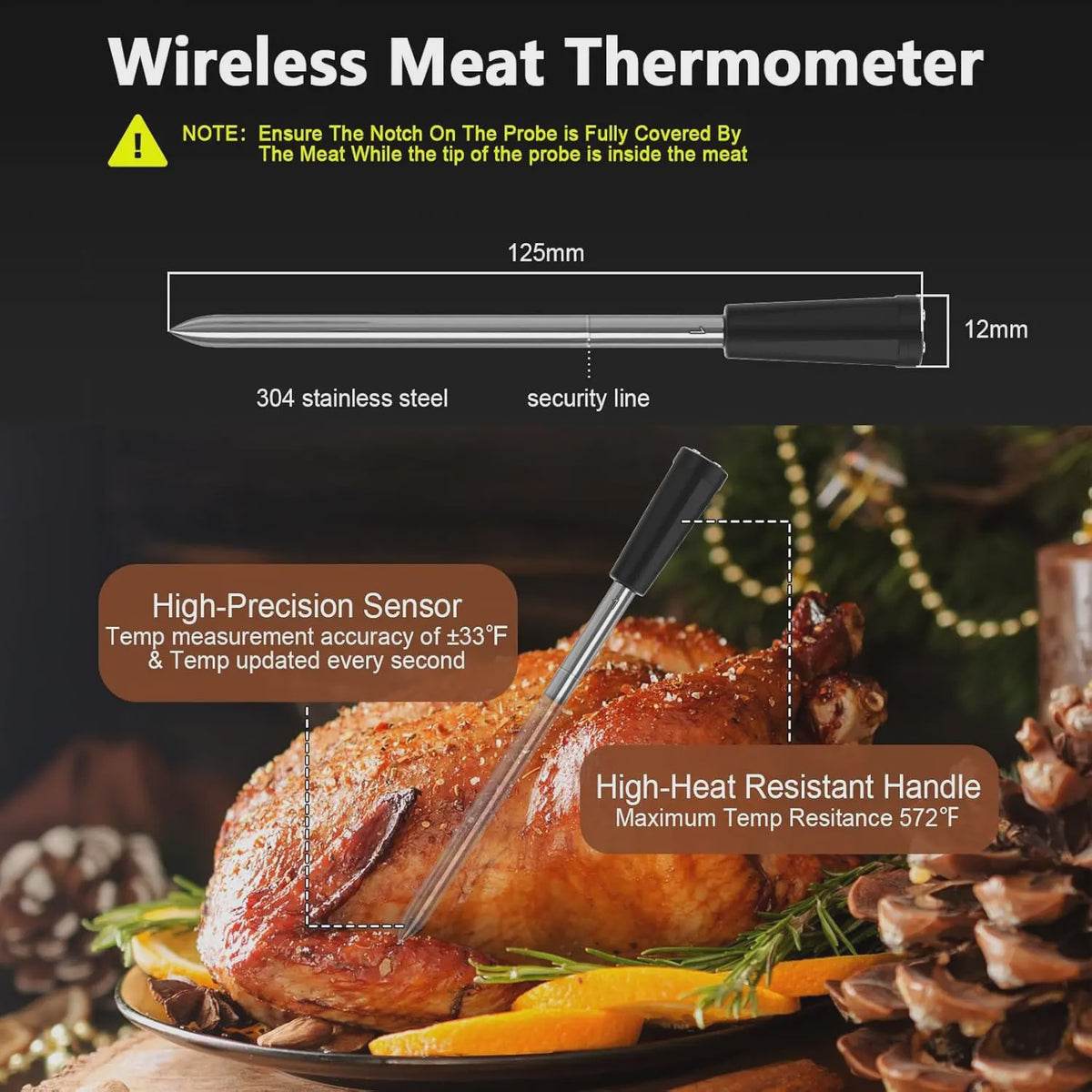 Draadloze Vleesthermometer met 2 Probes & Bluetooth - 120m Bereik