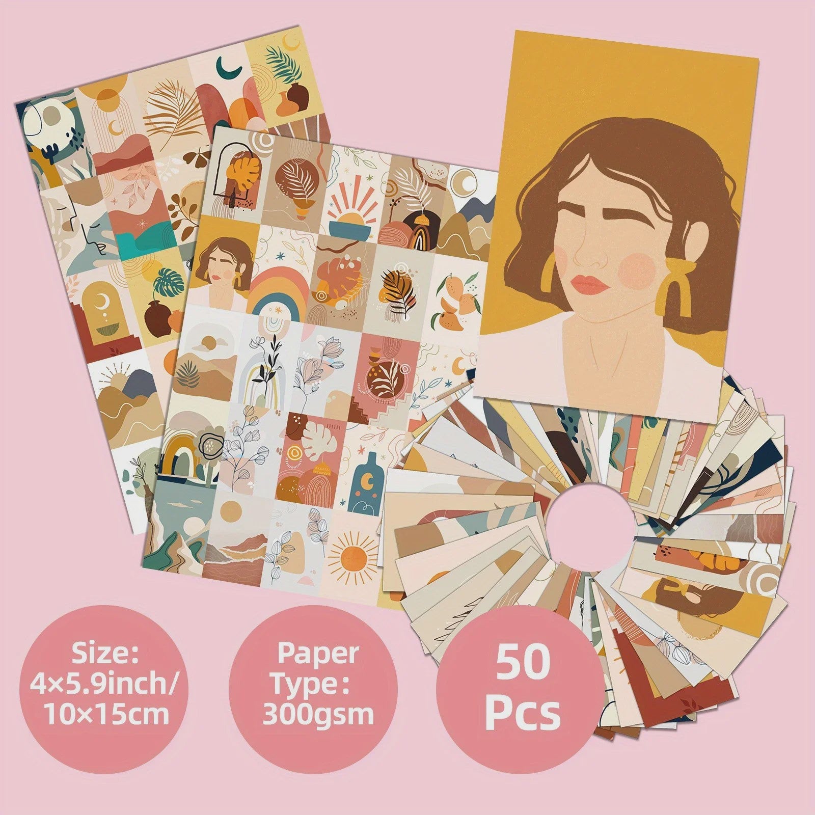 50x Postcard Set - Abstracte Kunst & Esthetische Wanddecoratie voor Slaapkamer