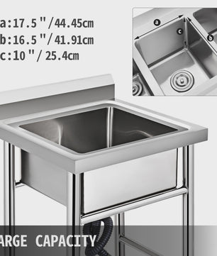 RVS Keuken Sink met 1 Compartiment - Handgemaakt & Duurzaam voor Horeca