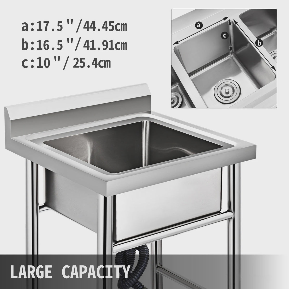 RVS Keuken Sink met 1 Compartiment - Handgemaakt & Duurzaam voor Horeca