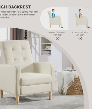 Moderne Lounge Fauteuil met Armleuningen en Massief Houten Poten - Comfortabel en Stijlvol
