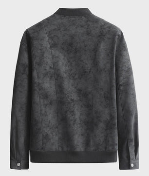 Herfst/Winter Heren Suède Bomberjack met Baseballkraag - Casual & Zakelijk