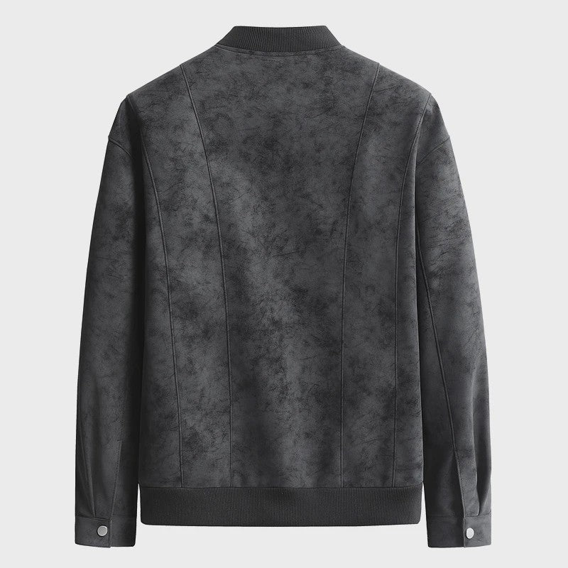 Herfst/Winter Heren Suède Bomberjack met Baseballkraag - Casual & Zakelijk