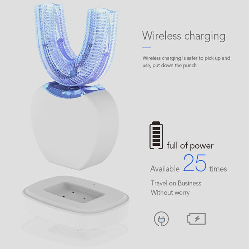 360° Draagbare Elektrische Tandenborstel - Siliconen U-Vorm Opzetstuk - Waterdicht & USB Oplaadbaar
