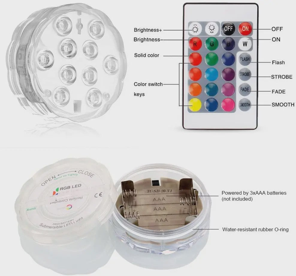 Waterdichte LED Verlichting met Afstandsbediening - Sfeer voor Onderwater & Decoratie