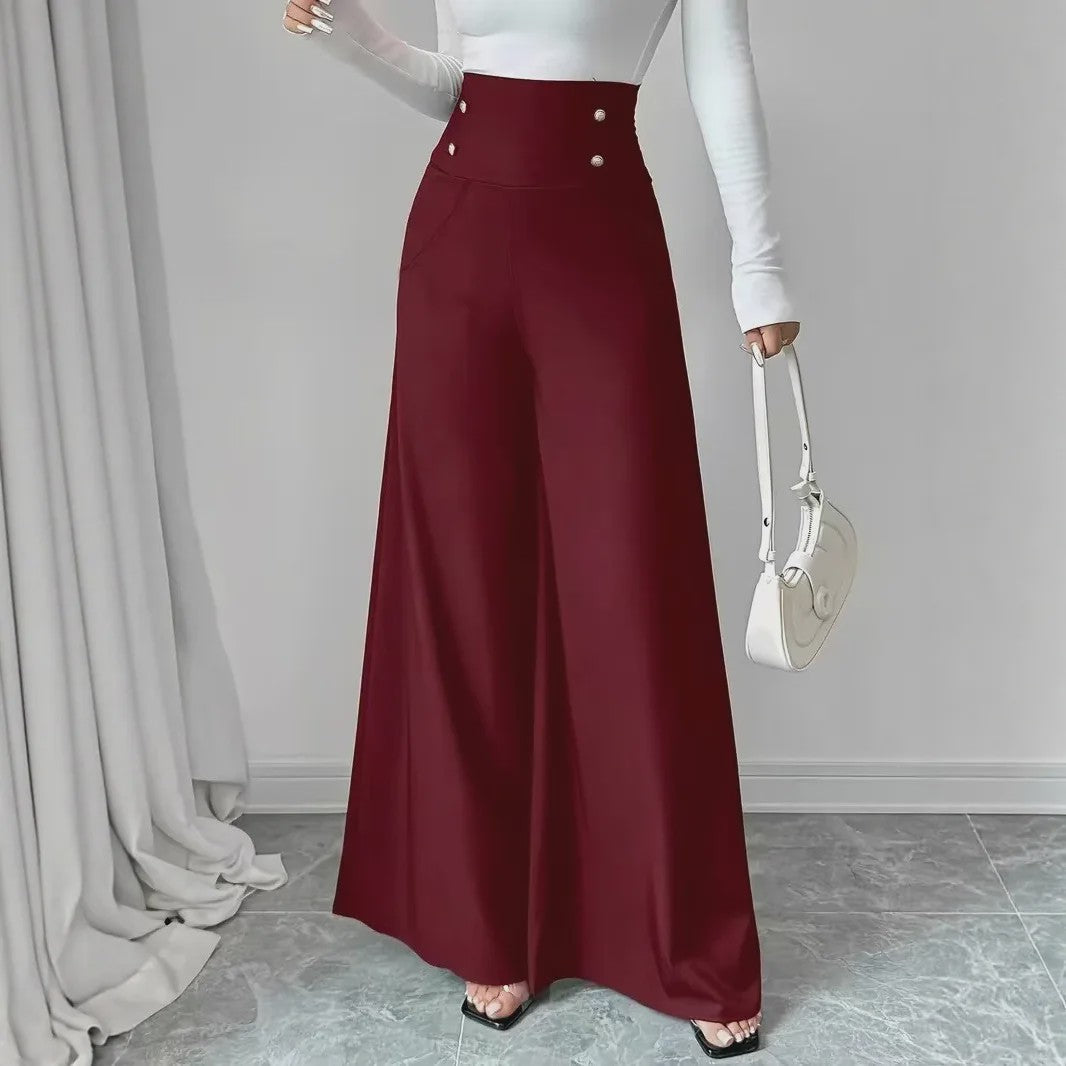 Modieuze Wijde Pijp Pantalon Dames - Comfortabel & Ademend Kantoor & Casual