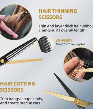 Professionele Haar Kappersschaar Set - Inclusief Effileerschaar & Accessoires
