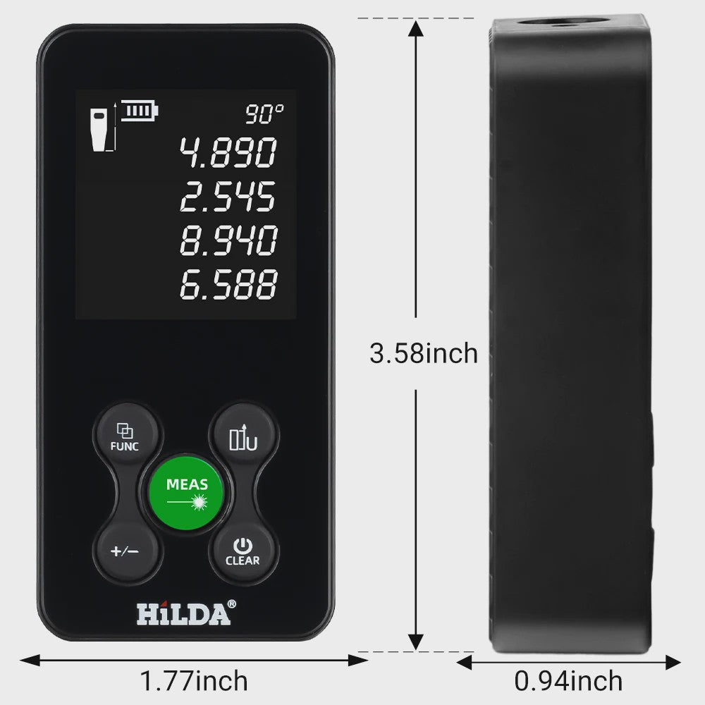 HILDA Laser Afstandsmeter 120M - Hoekmeting, Dubbele Laser & Oplaadbaar