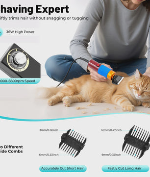 Professionele Hond & Kat Trimmer - Laag Geluidsniveau, Variabele Snelheid, Keramisch Mes