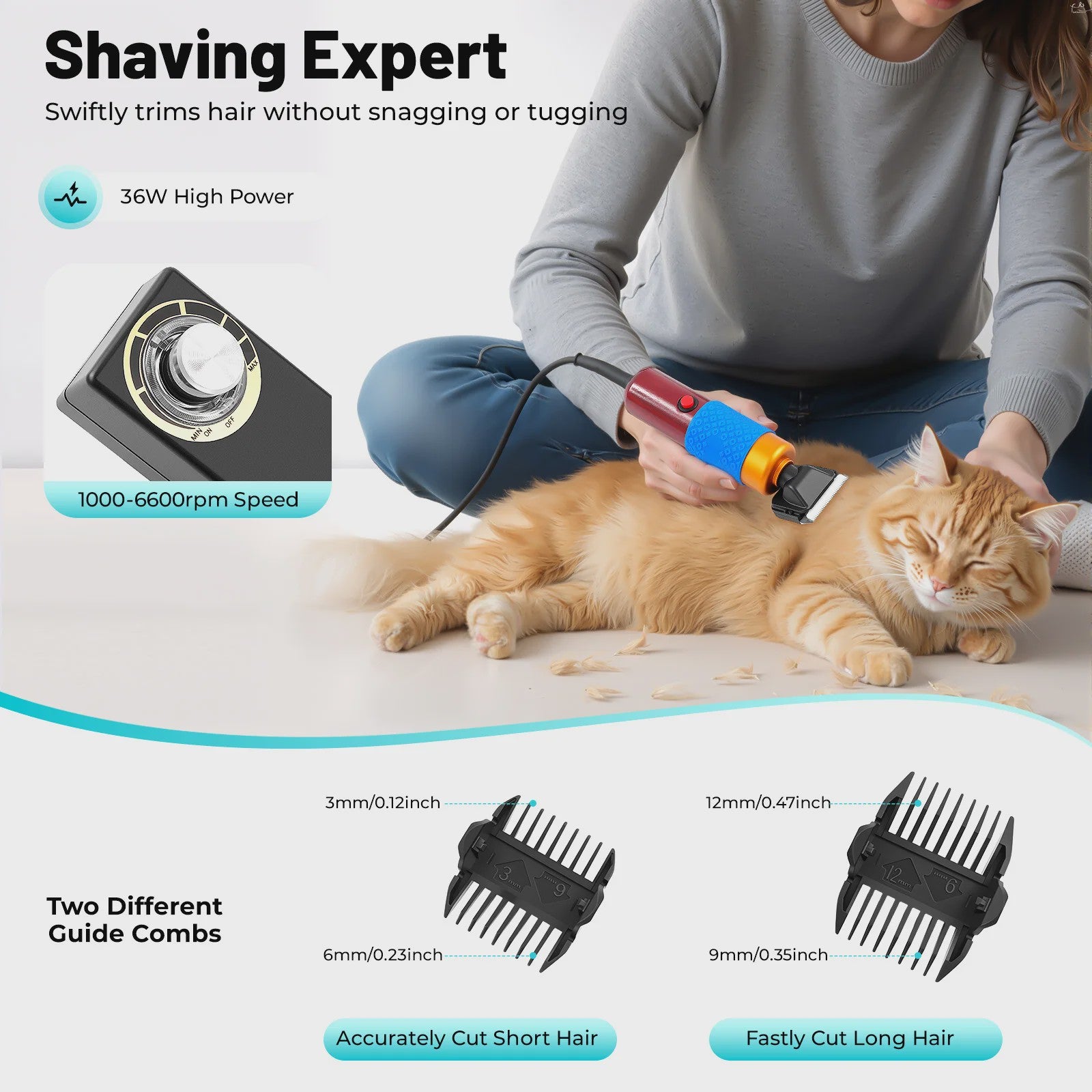 Professionele Hond & Kat Trimmer - Laag Geluidsniveau, Variabele Snelheid, Keramisch Mes