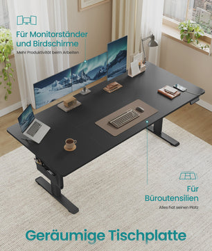 SONGMICS Elektrisch In hoogte Verstelbaar Bureau 180x80 cm met USB-C en Memory Functie