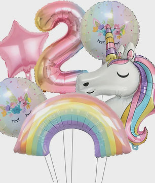 Regenboog Eenhoorn Folieballon Set - 32 Inch Gegradueerde Cijferballon voor Feestjes
