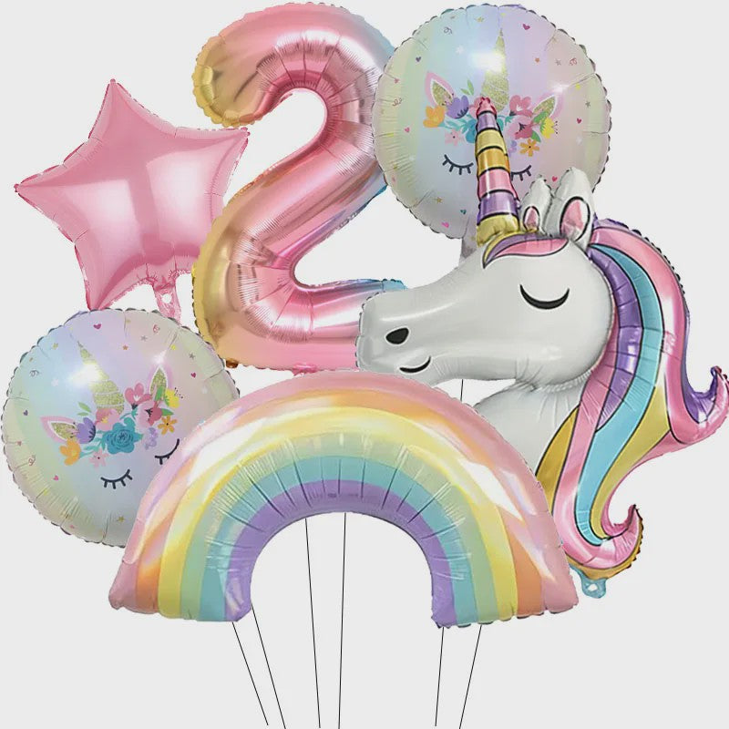 Regenboog Eenhoorn Folieballon Set - 32 Inch Gegradueerde Cijferballon voor Feestjes