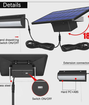 Solar Lamp met Afstandsbediening voor Binnen & Buiten - Zonne-energie Tuinlamp met Trekkoord