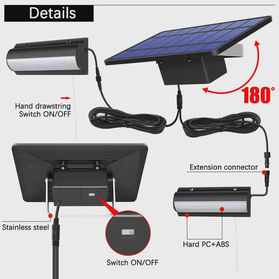 Solar Lamp met Afstandsbediening voor Binnen & Buiten - Zonne-energie Tuinlamp met Trekkoord