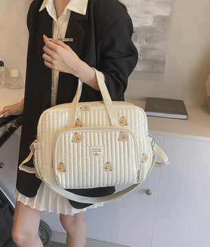 Grote Mommy Bag Baby Organizer - Stijlvolle Luiertas met Borduurwerk voor Moeder & Kind