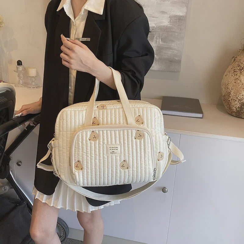 Grote Mommy Bag Baby Organizer - Stijlvolle Luiertas met Borduurwerk voor Moeder & Kind