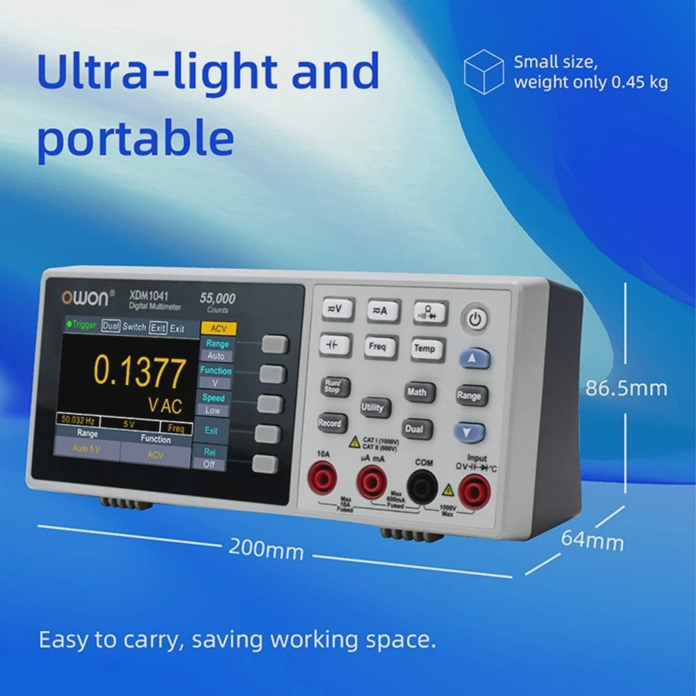 OWON XDM1041 Digitale Multimeter: 55000 Counts, True RMS, 3.5" LCD & USB