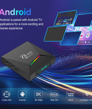 Z1 Max Android 15 Smart TV Box: 8K Ultra HD Media Player met 4GB RAM & Dual WiFi