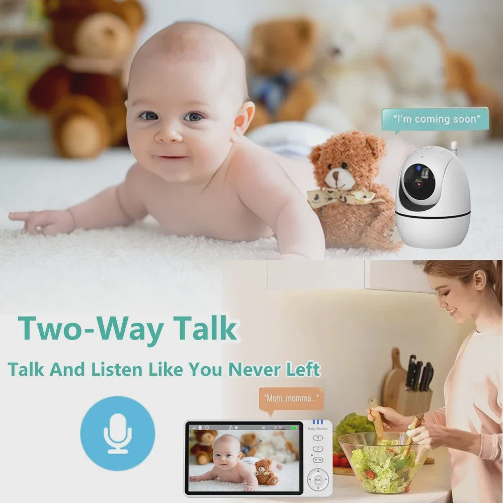 5 Inch Video Babyfoon met PTZ Camera, Nachtzicht, Temperatuursensor en Lullabies
