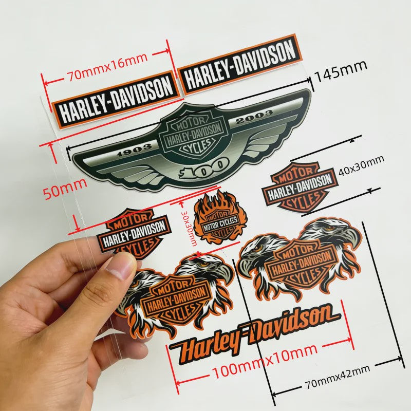3D Harley Davidson Stickers Set voor Motor & Helm - Decoratieve Decals