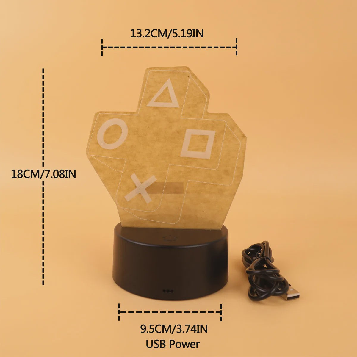 3D Gaming Cross Knop Nachtlamp - Kleurrijke LED Sfeerverlichting voor de Slaapkamer