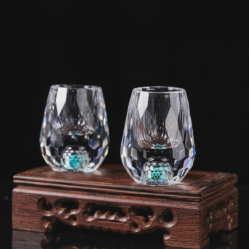 Luxe Kristallen Wijnglazen met Goudfolie - 15ML - Set van 1, 2 of 6 stuks