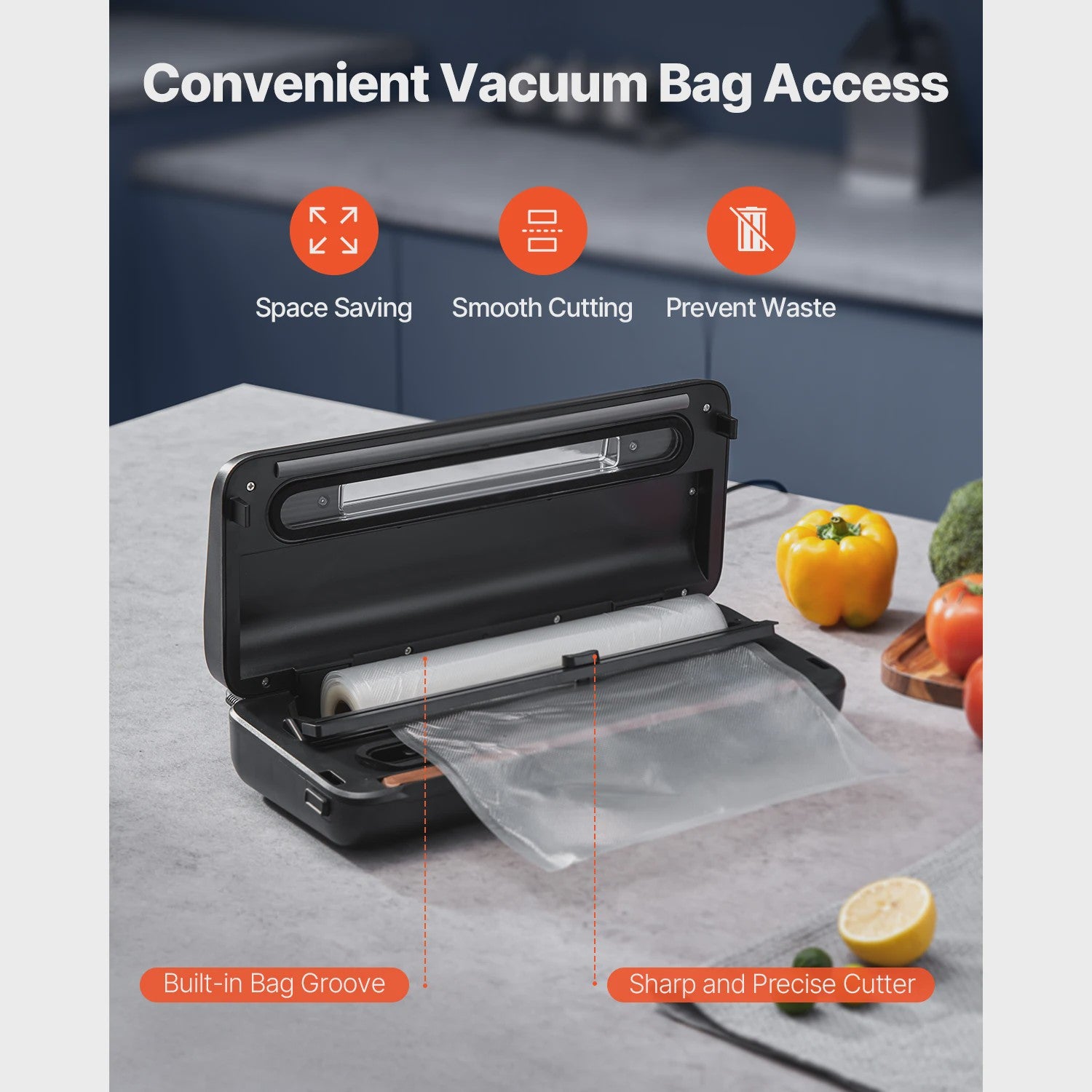 Krachtige Vacuümsealer 120W met 80Kpa zuigkracht - 7-in-1 voor alle voedselsoorten, inclusief 10 zakken