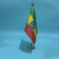 Bureauvlag Ethiopië 14x21cm Polyester - Officiële Nationale Vlag voor Tafel en Bureau