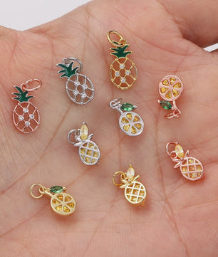 Gouden Bedeltjes voor Sieraden Maken: Cactus, Kers, Paddenstoel, Bloem & Fruit