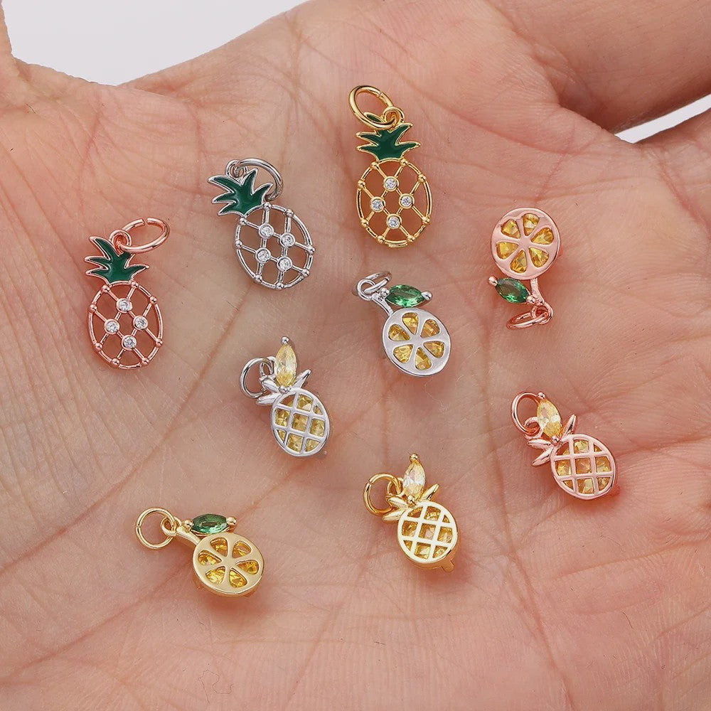 Gouden Bedeltjes voor Sieraden Maken: Cactus, Kers, Paddenstoel, Bloem & Fruit