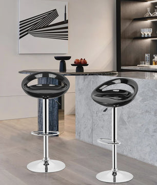 Set van 2 Barkrukken met Rugleuning - In Hoogte Verstelbaar - Modern Design