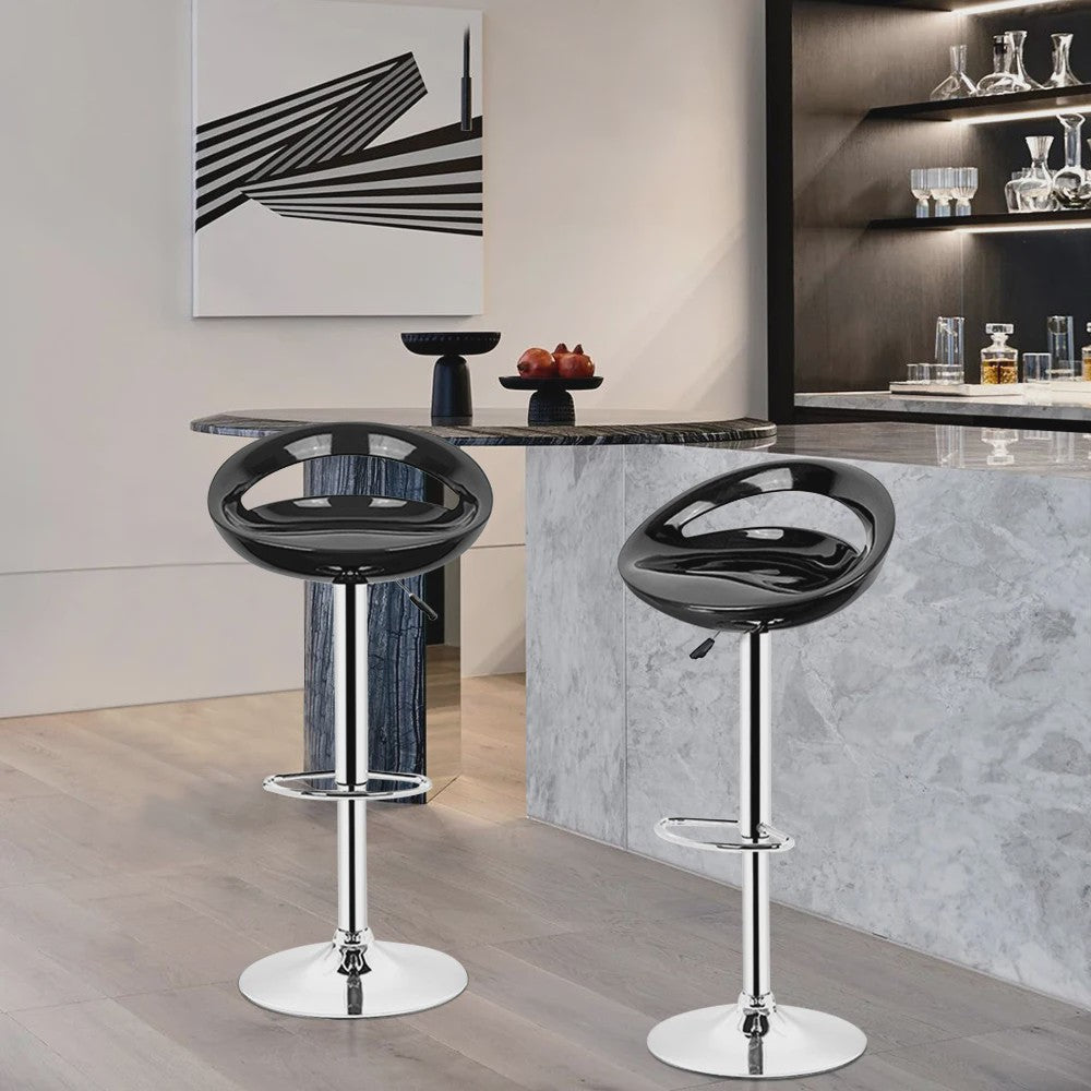 Set van 2 Barkrukken met Rugleuning - In Hoogte Verstelbaar - Modern Design