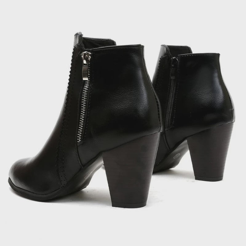 Dames Enkellaarsjes met Blokhak en Rits - Comfortabele Casual Schoenen Herfst 2024
