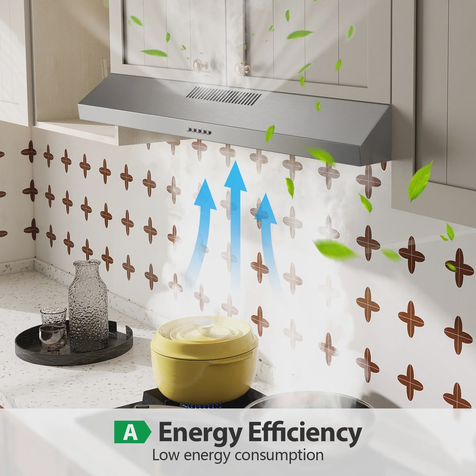 TopStrong 90cm Afzuigkap Onderbouw: Krachtige 201 m³/h Afzuiging, Energieklasse A