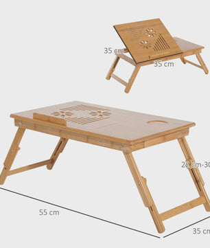 Bamboe Laptoptafel Bedtafel met Verstelbare Hoogte en Kantelbaar Bureau