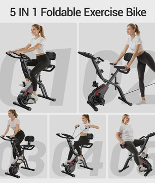 UMAY 5-in-1 Opvouwbare Hometrainer met Rugleuning, 8 Weerstandsniveaus & Weerstandsbanden