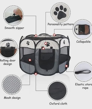 Opvouwbare Dierenren - Octagonale Katten- en Hondentent van Duurzaam Oxford Doek - Draagbaar en Veilig