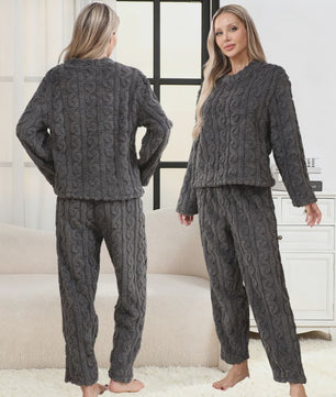 Dames Pyjama Set Herfst/Winter - Zacht Coral Velvet Jacquard Loungewear