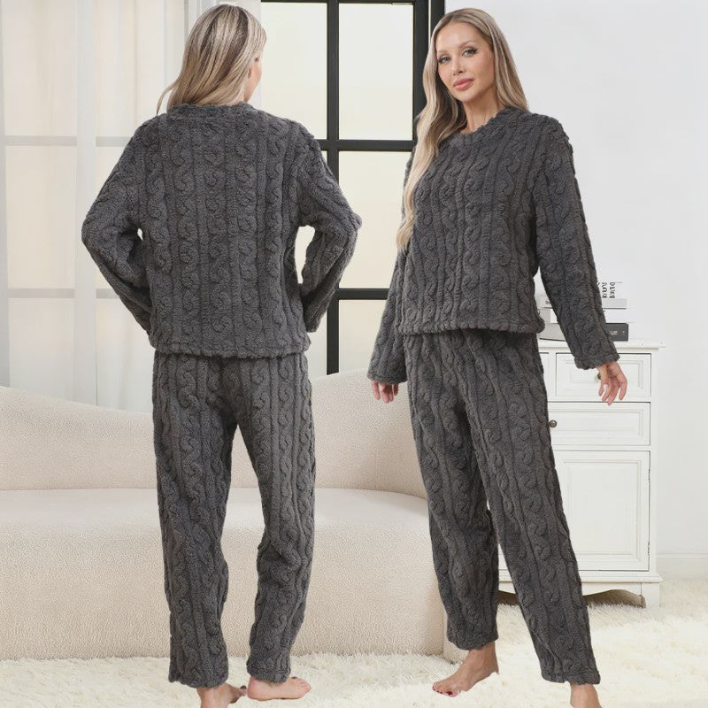 Dames Pyjama Set Herfst/Winter - Zacht Coral Velvet Jacquard Loungewear