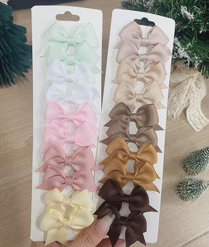 Set van 10 Handgemaakte Strikjes Haarclips voor Baby Meisjes - Lint Strikjes Haaraccessoires