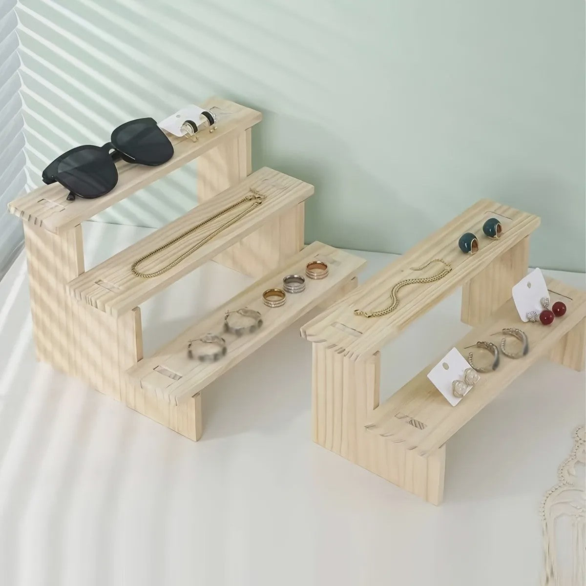 Houten Display Rek - Presenteer Parfum, Cosmetica & Sieraden