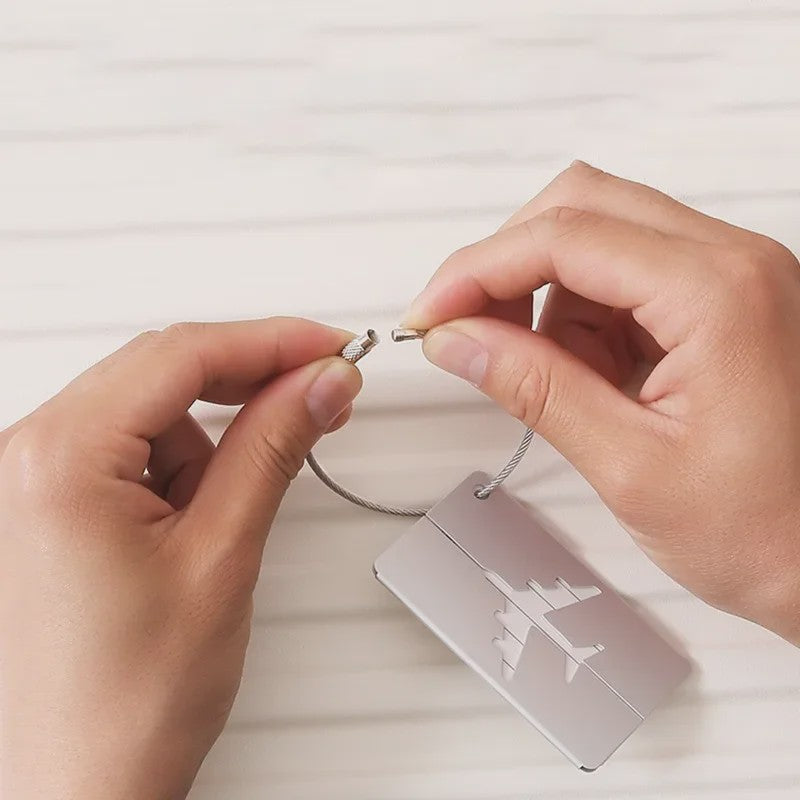 Aluminium Bagagelabel met Vliegtuig Design - Anti-verlies Kofferlabel