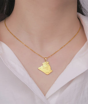 Algerije Kaart Ketting & Sleutelhanger Set - Roestvrij Staal, Stijlvolle Afrikaanse Sieraden